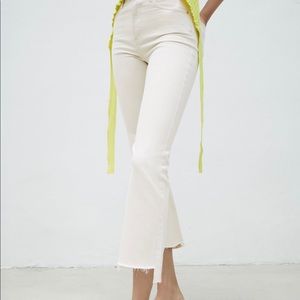 Zara Z1975 high rise mini flare jeans ecru